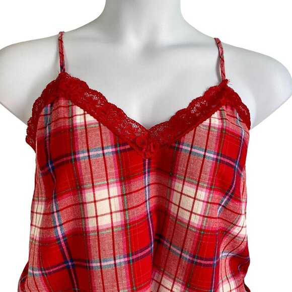Colsie 2 Piece Red Plaid Lace Trim Pajama Set Tank Shorts NEW NWT - Picture 3 of 14